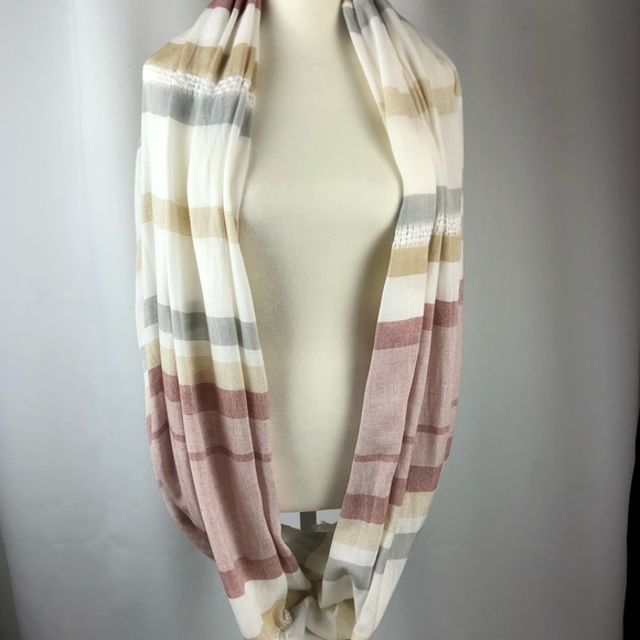 Woven Pashmina & Neutral Striped Scarf Bundle - Picture 8 of 16